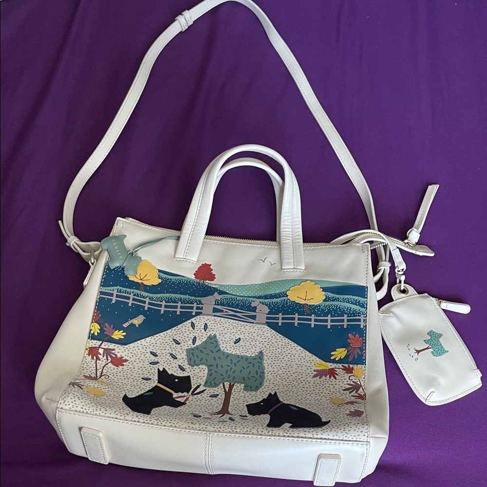 Radley London Beige Handbag with signature Scottish Terriers